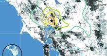 Maps of Magnitude 6.0 (M6.0) August 24, 2014 South Napa California Earthquake. Earthquake lies within a 70-km-wide (44 miles) set of major faults of the San Andreas Fault system. tectonic plates, San Francisco, Napa Valley Earthquake