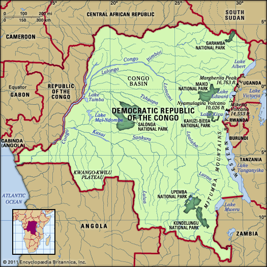 Physical features of the Democratic Republic of the Congo