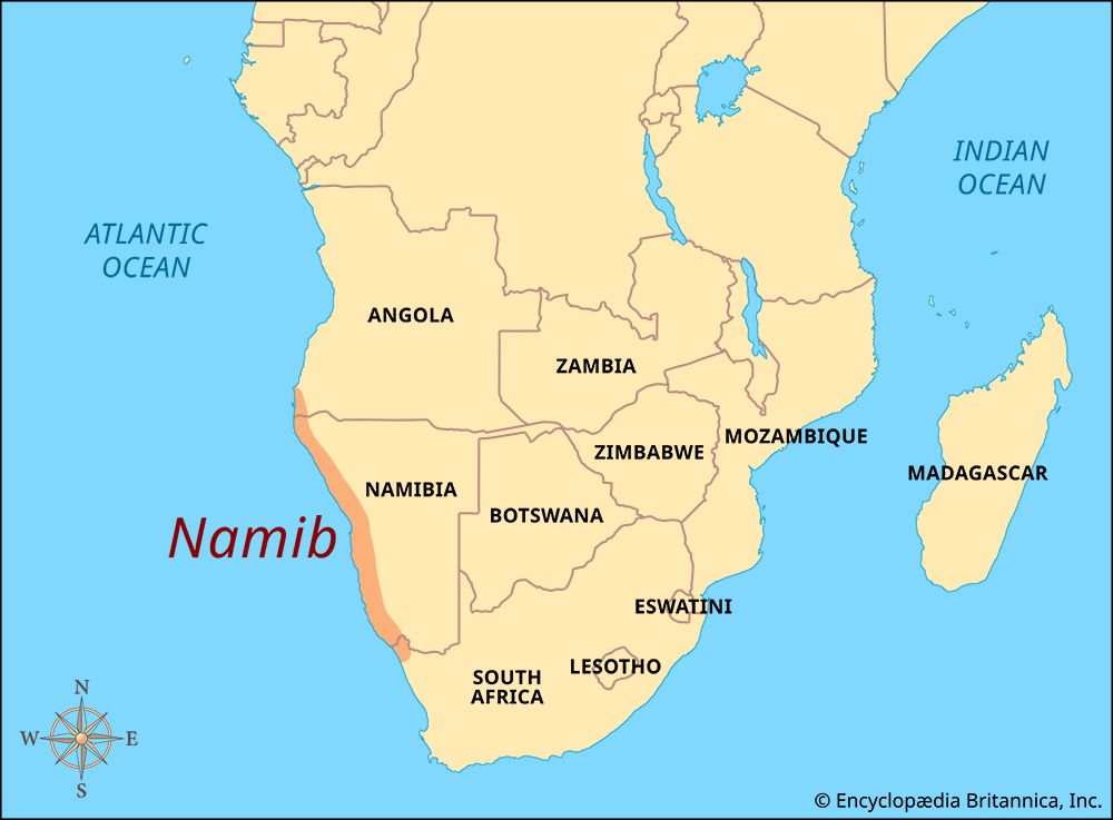 Namib Desert: map