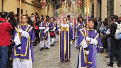 Easter Procession of Maria Santisima del Sacromonte in Granada, Spain. This statue is known as Virgen de los Gitanos or The Virgin of the Gypsies.