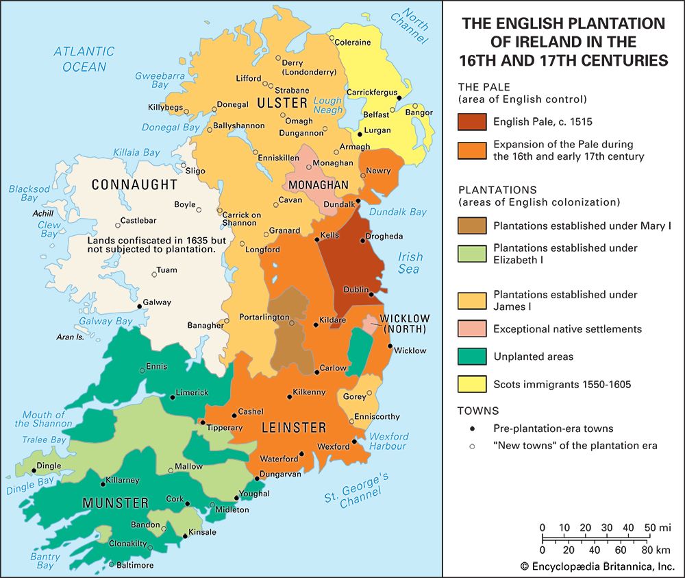 Ireland: resettlement of Irish lands by the English