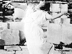 Isadora Duncan dancing in an amphitheatre in Athens, photograph by Raymond Duncan, 1903.