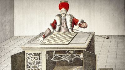 game and gambling, gaming machines, chess playing Turk, design by Wolfgang von Kempelen (1734 - 1804), built by Christoph Mechel, mechanical turk