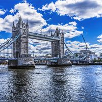 Tower Bridge over the Thames River in London, England. Opened in 1894. Remains an Important Traffic Route with 40,000 Crossings Every Day.