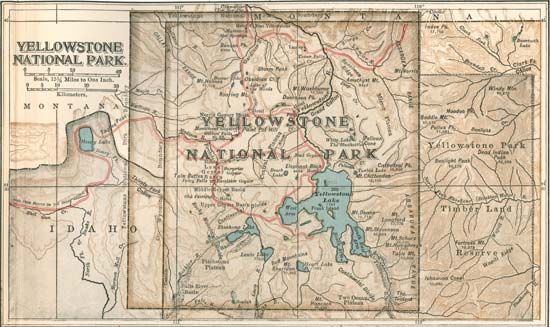 Yellowstone National Park: location, about 1900