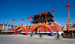 Square in Yinchuan, Hui Autonomous Region of Ningxia, China.