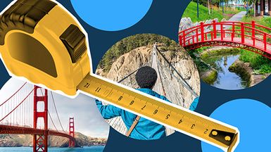 A collage shows a tape measure and three different bridges.