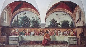 The Last Supper, fresco by Domenico Ghirlandaio, 1480; in the Church of Ognissanti, Florence.